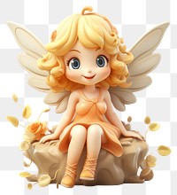 PNG Happy fairy statue cute doll toy.