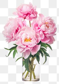PNG Fully bloomed peonies in vase blossom flower plant.
