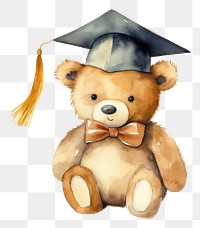 PNG Teddy bear wearing graduate hat graduation plush toy.