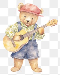 PNG Teddy bear guitar holding toy.