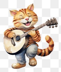 PNG Tiger holding a guitar musician white background representation.