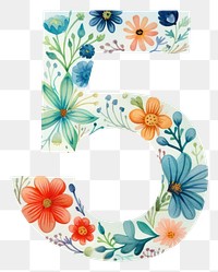 PNG Number flower text white background.
