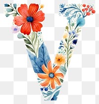 PNG Flower art alphabet pattern.