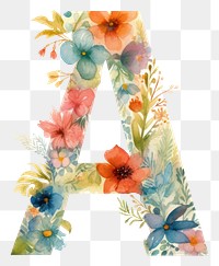 PNG Floral inside letter A flower art pattern