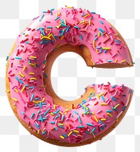 PNG Donut in Alphabet Shaped of C donut sprinkles dessert.