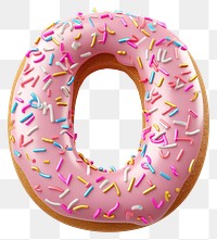 PNG Donut in Alphabet Shaped of O donut sprinkles dessert.