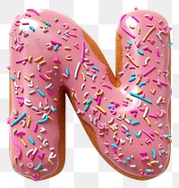 PNG Donut in Alphabet Shaped of N sprinkles dessert donut.