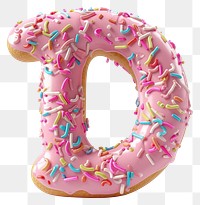 PNG Donut in Alphabet Shaped of D donut dessert food.