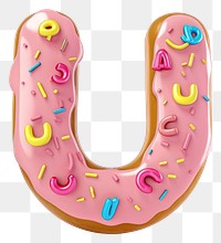 PNG Donut in Alphabet Shaped of U dessert cartoon donut.