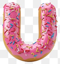 PNG Donut in Alphabet Shaped of U donut sprinkles dessert