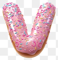 PNG Donut in Alphabet Shaped of V dessert donut food.