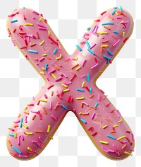 PNG Donut in Alphabet Shaped of X sprinkles dessert food.