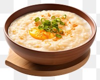 PNG Asian porridge with egg breakfast food meal.