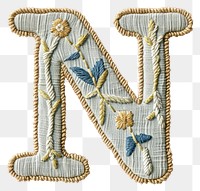 PNG Alphabet N embroidery pattern white background.