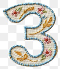 PNG Number 3 embroidery pattern white background.