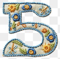 PNG Number 5 embroidery pattern white background.