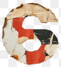 PNG Number 6 paper craft collage text white background weathered.
