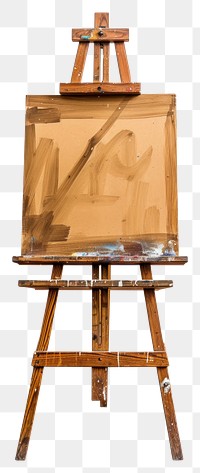 PNG Wooden drawing easel canvas brush white background.
