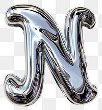 PNG Alphabet N letter number chrome silver.