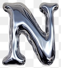 PNG Alphabet N letter silver chrome shiny