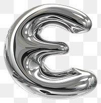PNG Alphabet E letter silver curve monochrome.
