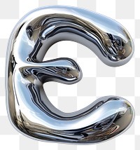 PNG Alphabet E letter silver curve jewelry