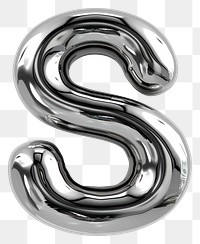 PNG Alphabet S letter number silver curve.