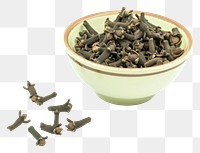PNG Cloves in bowl spice food white background.