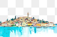 PNG Croatia city architecture waterfront painting.