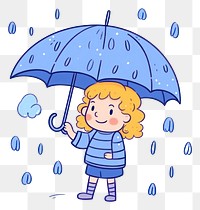 PNG Doodle illustration kid use umbrella cartoon cute protection.