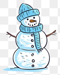 PNG Doodle illustration snowman cartoon winter white.