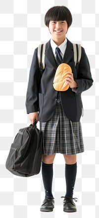 PNG Japanese male student bag footwear uniform.