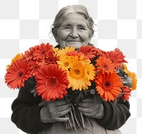 PNG Paper collage of happy elderly flower portrait petal.