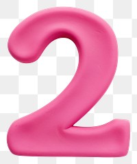PNG Plasticine number 2 pink text white background.
