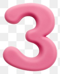 PNG Plasticine number 3 pink text 