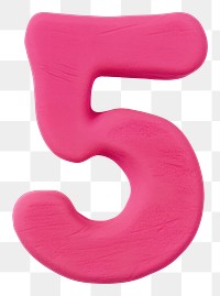 PNG Plasticine number 5 pink text white background.