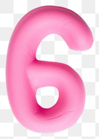 PNG Plasticine number 6 pink text white background.