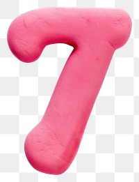 PNG Plasticine number 7 text pink 