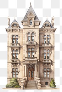 PNG Architecture illustration of a american tall sand stone classic building house city courthouse.