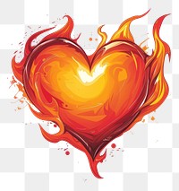 PNG Heart on flame white background creativity abstract.