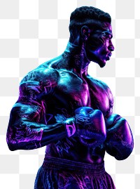 PNG A focused male boxer purple adult black background.
