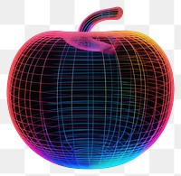 PNG  Neon apple wireframe sphere light night.