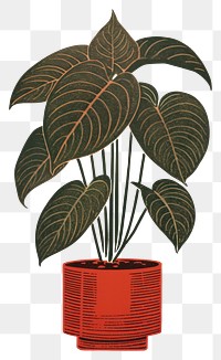 PNG Houseplant leaf flowerpot drawing.