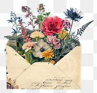 PNG The letter with colorful vintage flowers art painting plant
