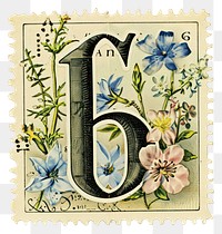 PNG Vintage Number 6 postage stamp.