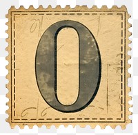 PNG Vintage Number 0 postage stamp.