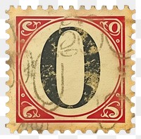 PNG Vintage Number 0 postage stamp.