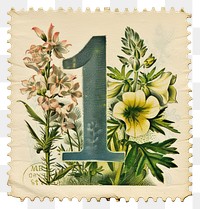 PNG Vintage Number 1 postage stamp.