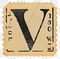 PNG Vintage alphabet V postage stamp.