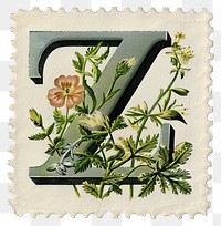 PNG Vintage alphabet Z postage stamp.